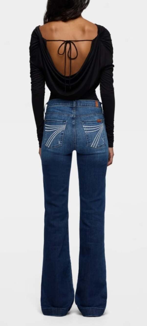 7 For All Mankind Tailorless Dojo Lake Blue Flare Wide Leg 29